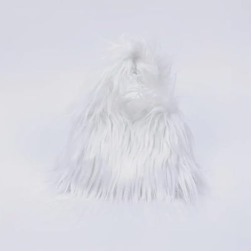 WEQYFDC Mode Faux Pelz Frauen Schulter Taschen Plüsch Handtaschen Luxus Tote Weiche Warme Winter Geldbörse(White) von WEQYFDC