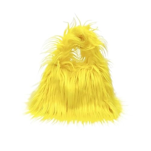 WEQYFDC Mode Faux Pelz Frauen Schulter Taschen Plüsch Handtaschen Luxus Tote Weiche Warme Winter Geldbörse(Yellow) von WEQYFDC