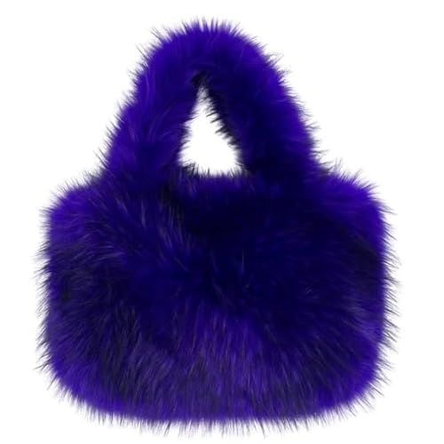 WEQYFDC Mode große Einkaufstasche Luxus Kunstpelz Frauen Handtaschen Designer Dame Handtaschen flauschig weiche Plüsch Shopper Tasche warm Winter Sac(PURPLE) von WEQYFDC