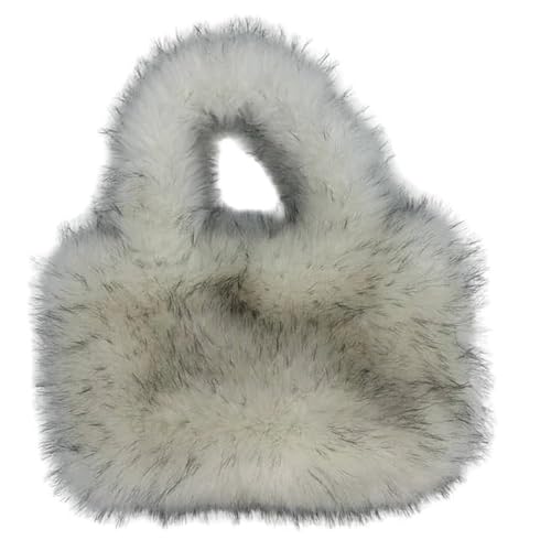 WEQYFDC Mode große Einkaufstasche Luxus Kunstpelz Frauen Handtaschen Designer Dame Handtaschen flauschig weiche Plüsch Shopper Tasche warm Winter Sac(WHITE) von WEQYFDC