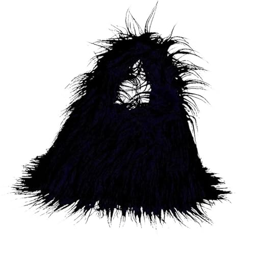 Winter Weichen, Flauschigen Kunstpelz Tasche Frauen Einfarbig Plüsch Handtasche Casual Fuzzy Quadrat Reise Straße Umhängetasche Geldbörse(Black) von WEQYFDC