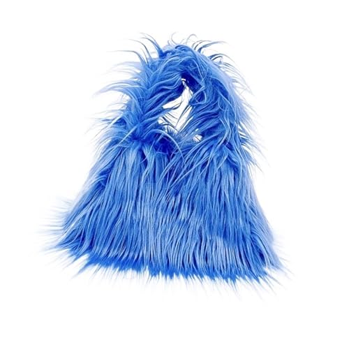 Winter Weichen, Flauschigen Kunstpelz Tasche Frauen Einfarbig Plüsch Handtasche Casual Fuzzy Quadrat Reise Straße Umhängetasche Geldbörse(Blue) von WEQYFDC
