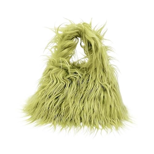 Winter Weichen, Flauschigen Kunstpelz Tasche Frauen Einfarbig Plüsch Handtasche Casual Fuzzy Quadrat Reise Straße Umhängetasche Geldbörse(Grass green) von WEQYFDC