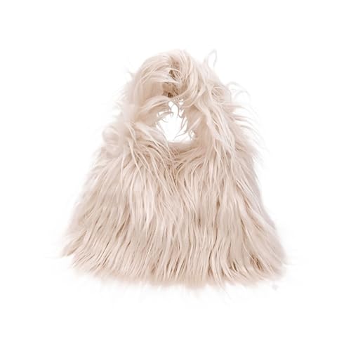 Winter Weichen, Flauschigen Kunstpelz Tasche Frauen Einfarbig Plüsch Handtasche Casual Fuzzy Quadrat Reise Straße Umhängetasche Geldbörse(Khaki) von WEQYFDC