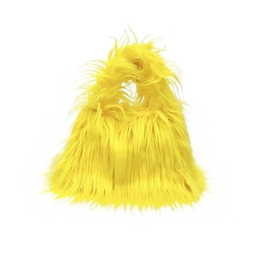 Winter Weichen, Flauschigen Kunstpelz Tasche Frauen Einfarbig Plüsch Handtasche Casual Fuzzy Quadrat Reise Straße Umhängetasche Geldbörse(Yellow) von WEQYFDC