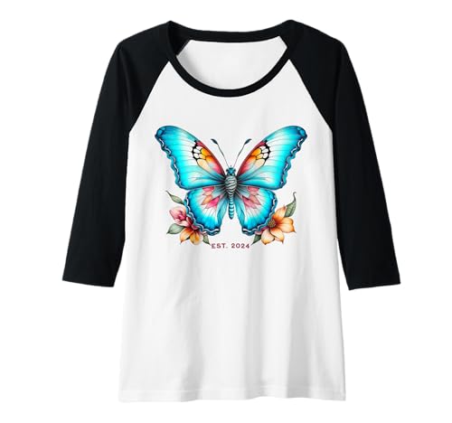 Damen Colorful Butterfly Graphic Apparel - Nature & Spring Art Raglan Damen Colorful Butterfly Graphic Apparel - Nature & Spring Art Raglan von WERDIF