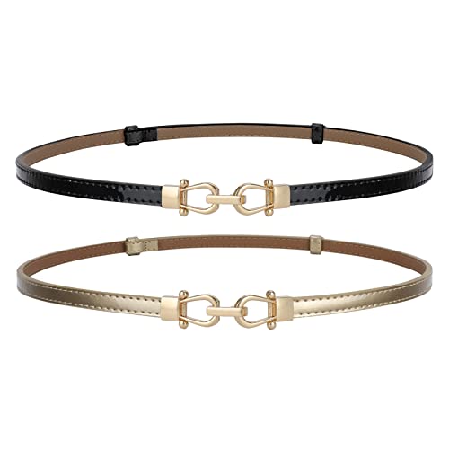 WERFORU Damen Schmalgürtel mit Verstellbarer Metallschließe Frauen Dünner Gürtel für Jeans Hosen Kleider von WERFORU