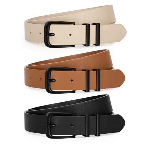 WERFORU 3 Stück Damen Leder Gürtel Mode Nette Taille Gürtel für Frauen Jeans Hosen Kleider von WERFORU