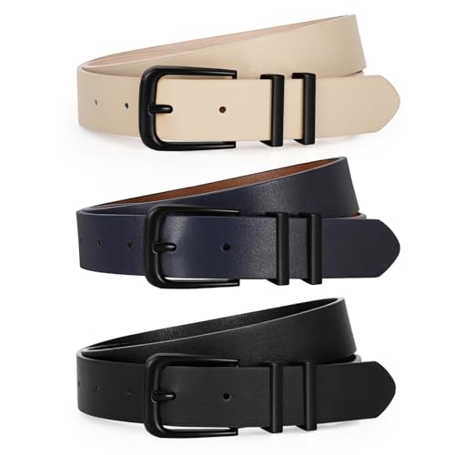 WERFORU 3 Stück Damen Leder Gürtel Mode Nette Taille Gürtel für Frauen Jeans Hosen Kleider von WERFORU