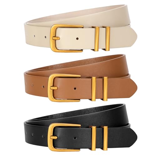 WERFORU 3 Stück Damen Leder Gürtel Mode Nette Taille Gürtel für Frauen Jeans Hosen Kleider von WERFORU