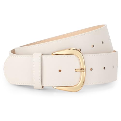 WERFORU Damen Breiter Gürtel für Kleider Damen Ledergürtel mit Goldschnalle, 4.8 cm Breit von WERFORU