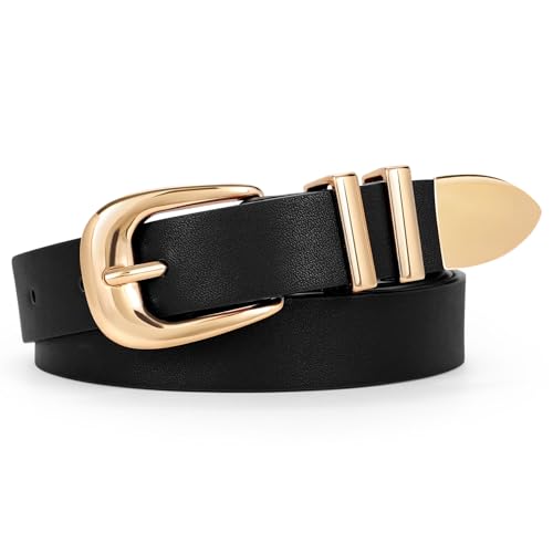 WERFORU Damen Leder Gürtel, modischer Leder Taillengürtel für Hosen und Jeans, Damen Western dünner Gürtel mit goldener Schnalle WERFORU Damen Leder Gürtel, modischer Leder Taillengürtel für Hosen und Jeans, Damen Western dünner Gürtel mit goldener Schnalle von WERFORU