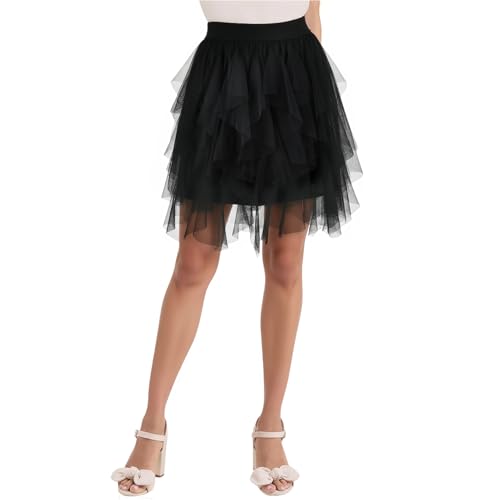 WERFORU Damen Tüllrock Petticoat Tütü High Waist A-Linie Tutu Rock Midirock Sommerrock WERFORU Damen Tüllrock Petticoat Tütü High Waist A-Linie Tutu Rock Midirock Sommerrock von WERFORU