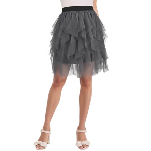 WERFORU Damen Tüllrock Petticoat Tütü High Waist A-Linie Tutu Rock Midirock Sommerrock WERFORU Damen Tüllrock Petticoat Tütü High Waist A-Linie Tutu Rock Midirock Sommerrock von WERFORU