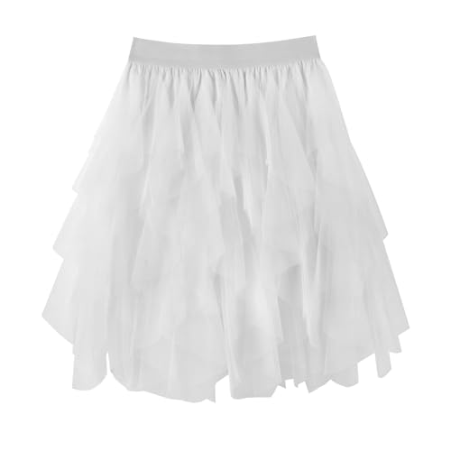 WERFORU Damen Tüllrock Petticoat Tütü High Waist A-Linie Tutu Rock Midirock Sommerrock von WERFORU