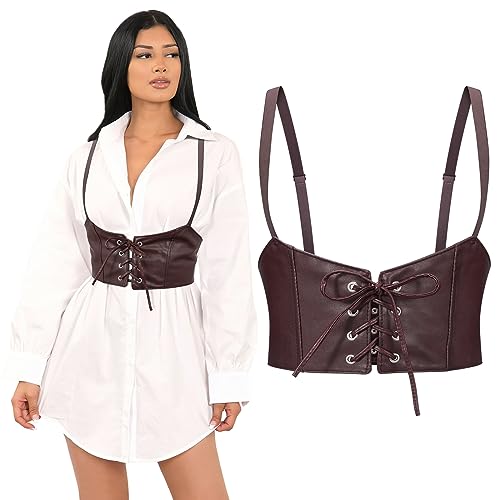 WERFORU Frauen Faux Leder Taille Gürtel Steampunk Underbust Korsett Gürtel für Halloween von WERFORU