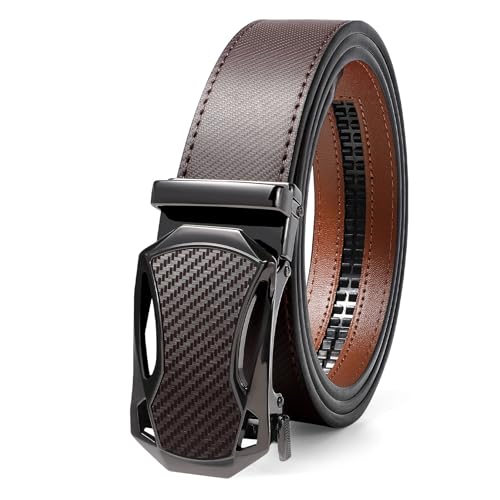 WERFORU Herren Gürtel Leder Automatik Ratsche Ledergürtel für Männer Anzug Business Kleidung, Breit 35mm, Kaffee von WERFORU