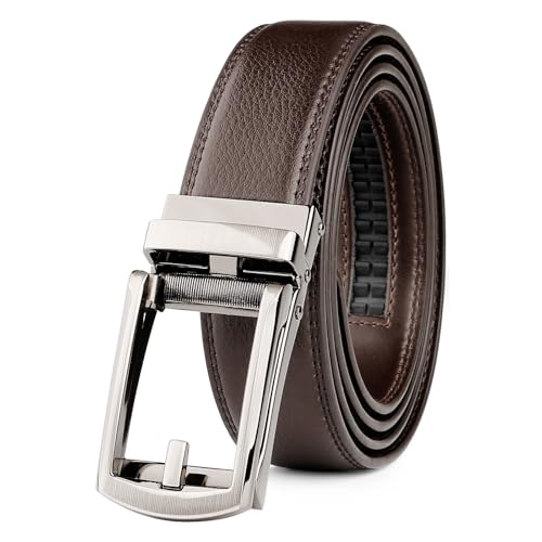 WERFORU Herren Ledergürtel Automatik Gürtel Herren ohne Löcher für Anzug und Freizeit 33mm Breit von WERFORU