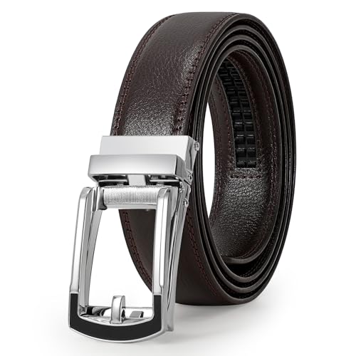 WERFORU Herren Ledergürtel Automatik Gürtel Herren ohne Löcher für Anzug und Freizeit 33mm Breit von WERFORU