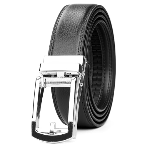 WERFORU Herren Ledergürtel Automatik Gürtel Herren ohne Löcher für Anzug und Freizeit 33mm Breit von WERFORU