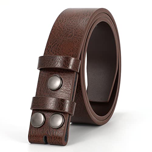 WERFORU Herren Western Leder Gürtel Strap Ohne Schnalle 3.8cm Vintage Ersatz Cowboy Leder Gürtel Strap mit Snap on Schnalle von WERFORU