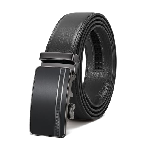 WERFORU Herrengürtel,Verstellbarer Leder-Ratschengürtel 3.5cm Passform,Herren Automatik Schnalle Gürtel für Anzug Jeans von WERFORU