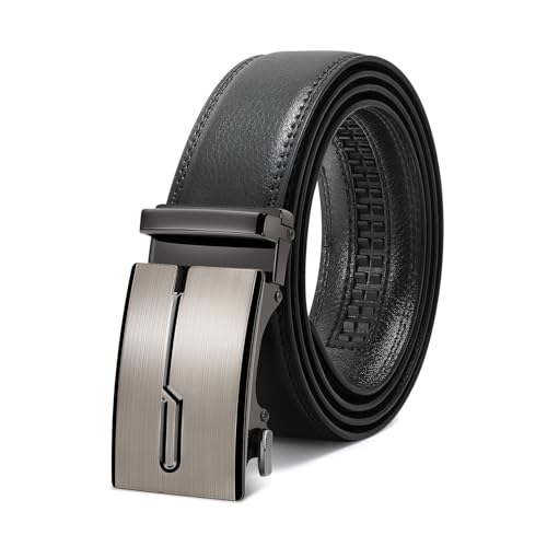 WERFORU Herrengürtel,Verstellbarer Leder-Ratschengürtel 3.5cm Passform,Herren Automatik Schnalle Gürtel für Anzug Jeans von WERFORU