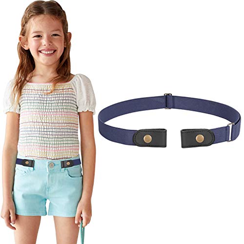 WERFORU Kein Schnallenstretchgürtel für Kinder Jungen und Mädchen Schnallenfreier Kindergürtel Bis zu 60cm (Anzug für Hosengröße unter 60cm, G-blau) von WERFORU