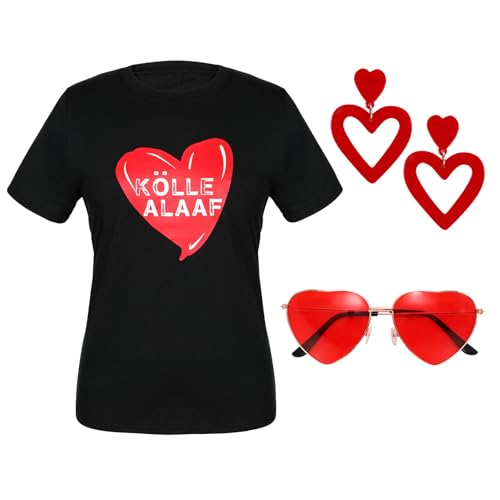 WERFORU Shirt Damen Kölle Alaaf T-Shirt Schwarzes T-Shirt von WERFORU