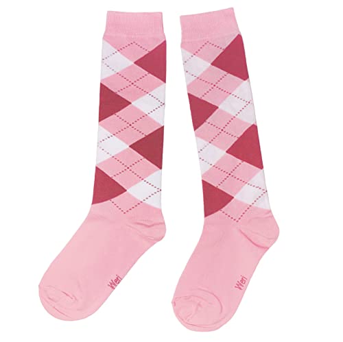 Weri Spezials Unisex Kniestrümpfe aus Baumwolle Argyle Rombe Muster Reitsocken (as3, numeric, numeric_27, numeric_30, regular, Dunkel Rosa, 27-30) von Weri Spezials