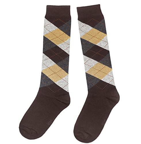 Weri Spezials Unisex Kniestrümpfe aus Baumwolle Argyle Rombe Muster Reitsocken (as3, numeric, numeric_31, numeric_34, regular, Schoko + Grau, 31-34) von Weri Spezials