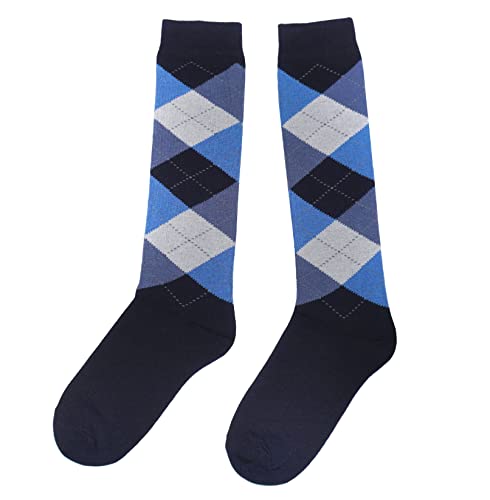 Weri Spezials Unisex Kniestrümpfe aus Baumwolle Argyle Rombe Muster Reitsocken (as3, numeric, numeric_35, numeric_38, regular, Marine+Kornblau, 35-38) von Weri Spezials