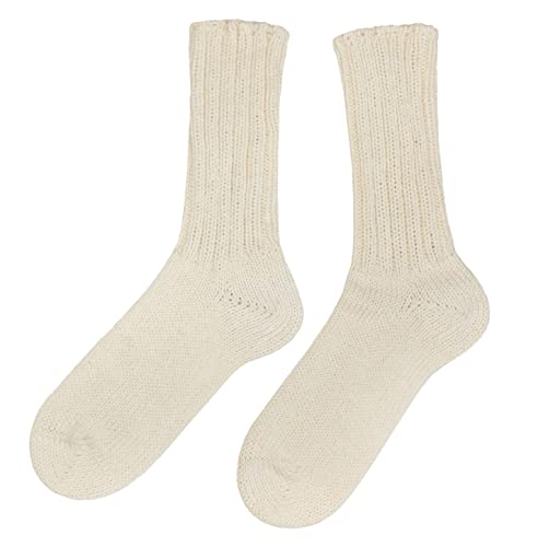 Weri Spezials Winter Socken aus 100% Wolle für Damen Herren Wärme Wertvolle Haussocken Grobstrick Wollsocken Unisex (Creme, 43-46) von Weri Spezials