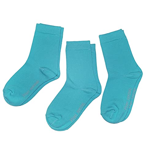 Weri Spezials Baby und Kinder Socken für Jungen Baumwolle in 3er Set Uni Glatte 3er Pack blaue Töne (31-34, Türkis Uni 3er) von Weri Spezials