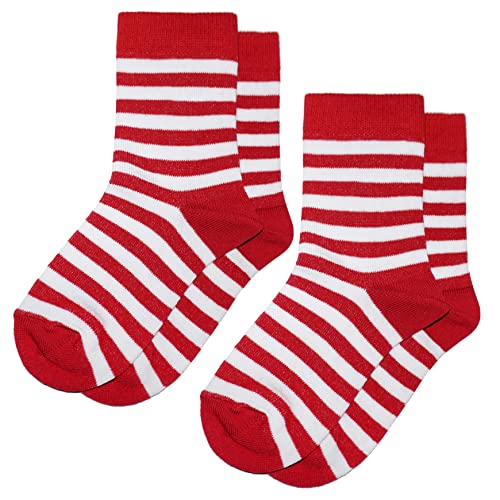 Weri Spezials Baby und Kinder Socken für Mädchen Baumwolle in Doppelpack 2er Set Farbige Ringel Design (19-22, Rot+Weiß Ringel 2er) von Weri Spezials