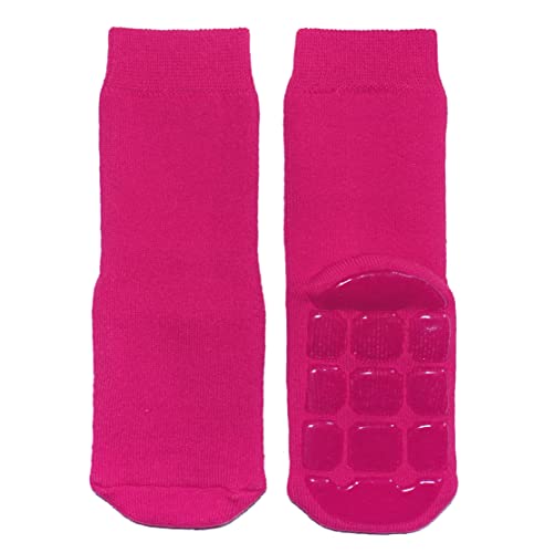 Weri Spezials Baby und Kinder Stoppersocken Uni glatt einfarbig für Jungen und Mädchen, Anti-Rutsch mit voll Turtle-ABS Sohle (23-26, Pink Uni Turtle) von Weri Spezials