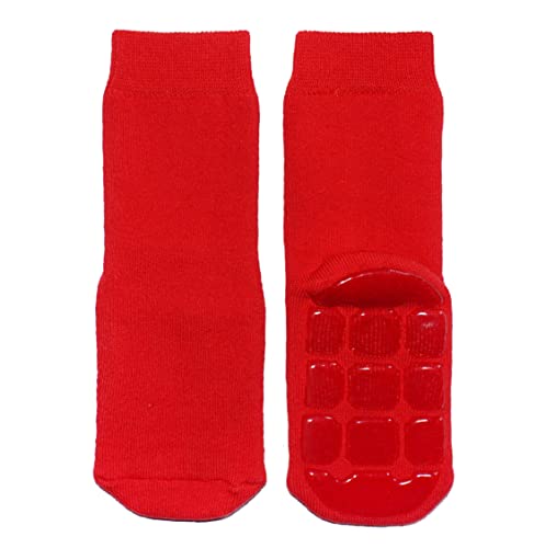 Weri Spezials Baby und Kinder Stoppersocken Uni glatt einfarbig für Jungen und Mädchen, Anti-Rutsch mit voll Turtle-ABS Sohle (27-30, Rot Uni Turtle) von Weri Spezials