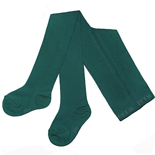 Weri Spezials Baby und Kinder Strumpfhosen für Mädchen Baumwolle Uni Glatt in grüne Töne (74, Dunkelpetrol Uni) von Weri Spezials