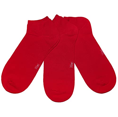 Weri Spezials Herren Sneaker Socken 3-er Pack Baumwolle Sneakersocken 3 Set Uni Glatt (as3, numeric, numeric_39, numeric_42, regular, regular, Rubin Uni 3er) von Weri Spezials