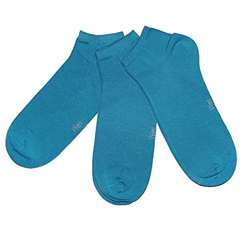 Weri Spezials Herren Sneaker Socken 3-er Pack Baumwolle Sneakersocken 3 Set Uni Glatt (as3, numeric, numeric_39, numeric_42, regular, regular, Seeblau Uni 3er) von Weri Spezials