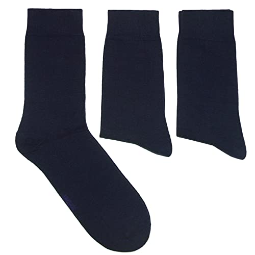 Weri Spezials Herrensocken Baumwolle einfarbig 3-Pack Business Casual Basic für jeden Tag in vielen tollen Farben Uni (39-42, Marine) von Weri Spezials