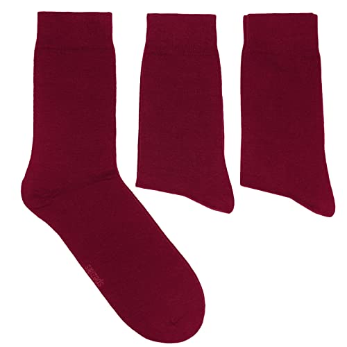 Weri Spezials Herrensocken Baumwolle einfarbig 3-Pack Business Casual Basic für jeden Tag in vielen tollen Farben Uni (39-42, Weinburgund) von Weri Spezials