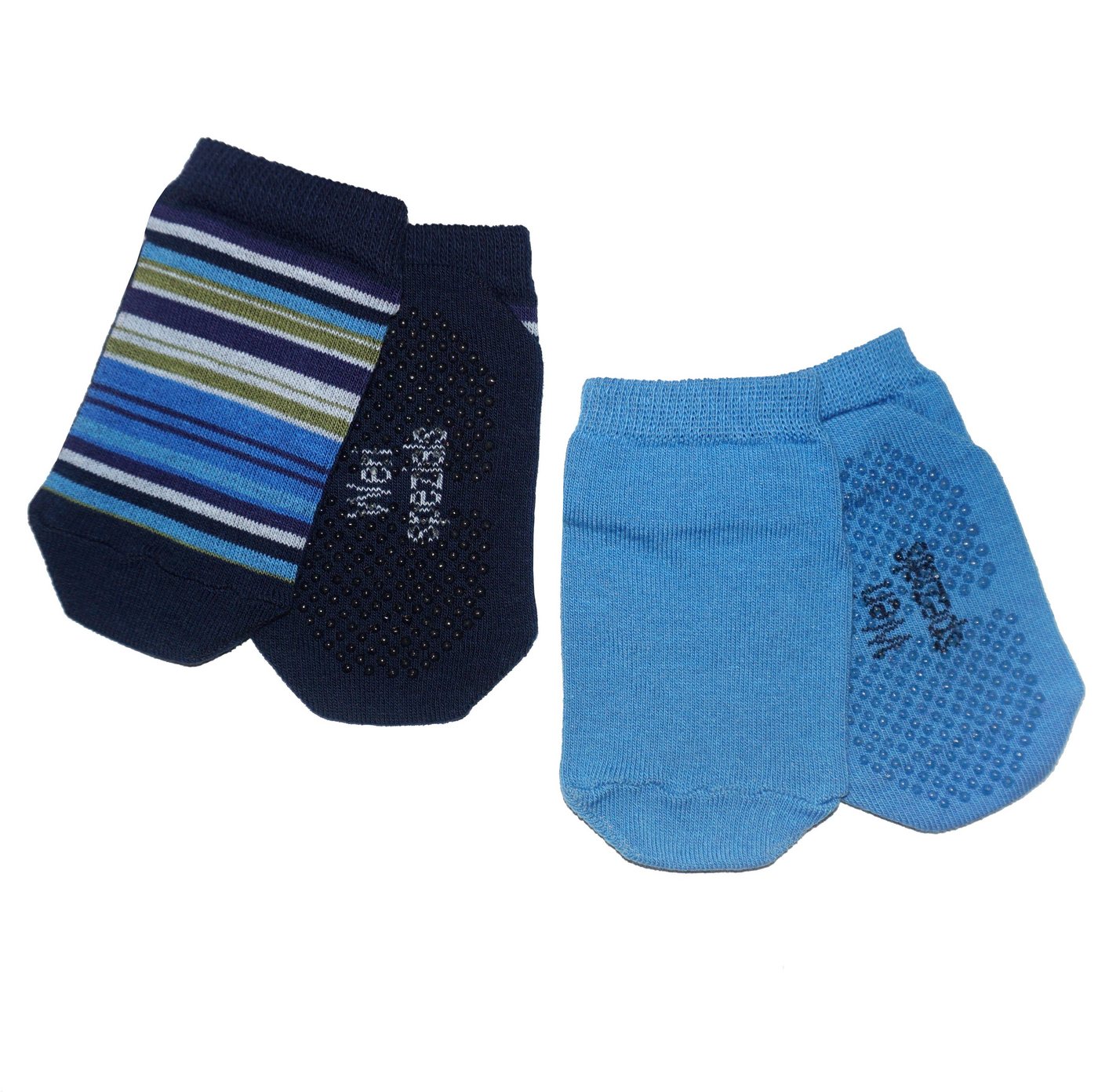 WERI SPEZIALS Strumpfhersteller GmbH ABS-Socken Kinder ABS-Socken 2-er Pack >>Ringel und Uni<< aus Baumwolle mit Frottee von WERI SPEZIALS Strumpfhersteller GmbH