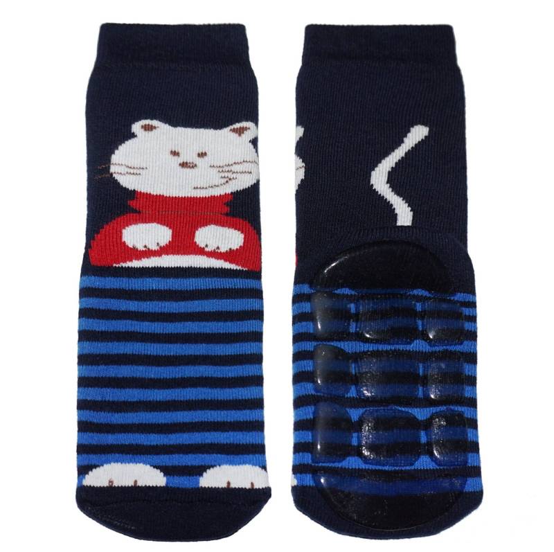 WERI SPEZIALS Strumpfhersteller GmbH ABS-Socken Kinder ABS-Socken >>Felix der Kater<< weiche Baumwolle mit Frottee von WERI SPEZIALS Strumpfhersteller GmbH