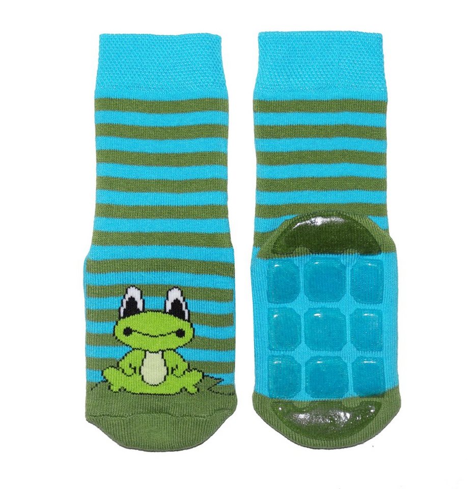 WERI SPEZIALS Strumpfhersteller GmbH ABS-Socken Kinder ABS-Socken >>Kleiner Frosch<< aus Baumwolle mit Frottee von WERI SPEZIALS Strumpfhersteller GmbH