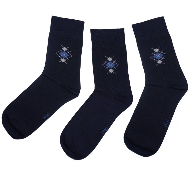 WERI SPEZIALS Strumpfhersteller GmbH Businesssocken Herren Businesssocken 3-er Pack >>Rhombe<< mit Baumwolle von WERI SPEZIALS Strumpfhersteller GmbH