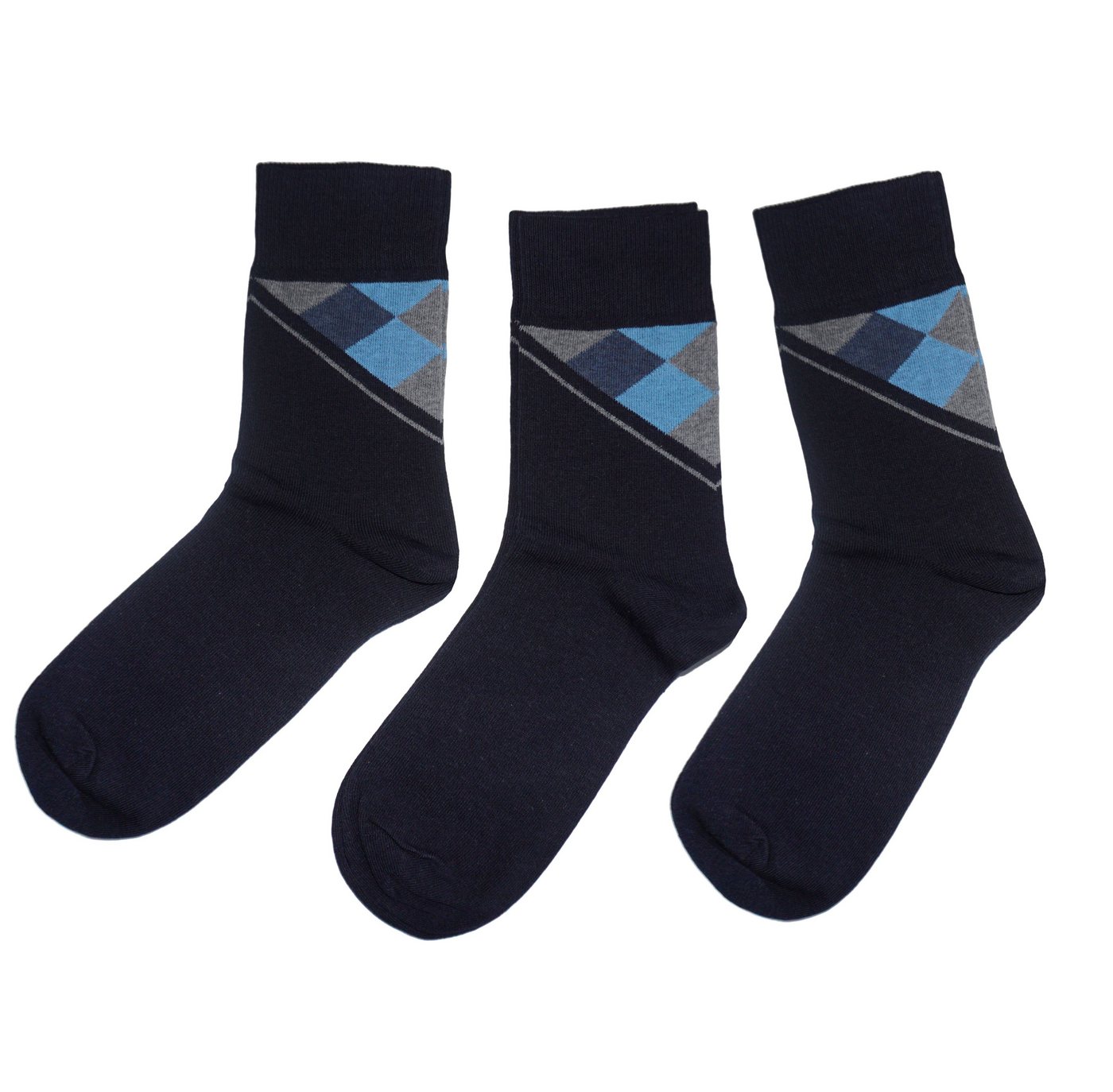 WERI SPEZIALS Strumpfhersteller GmbH Businesssocken Herren Businesssocken 3-er Pack >>Rhombus<< mit Baumwolle von WERI SPEZIALS Strumpfhersteller GmbH