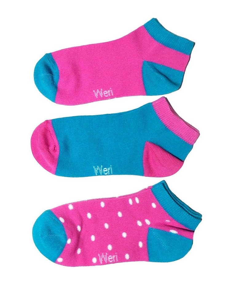 WERI SPEZIALS Strumpfhersteller GmbH Sneakersocken Kinder Sneakersocken 3-er Pack für Mädchen >Pünktchen< Baumwolle (Set) 3er-Pack von WERI SPEZIALS Strumpfhersteller GmbH