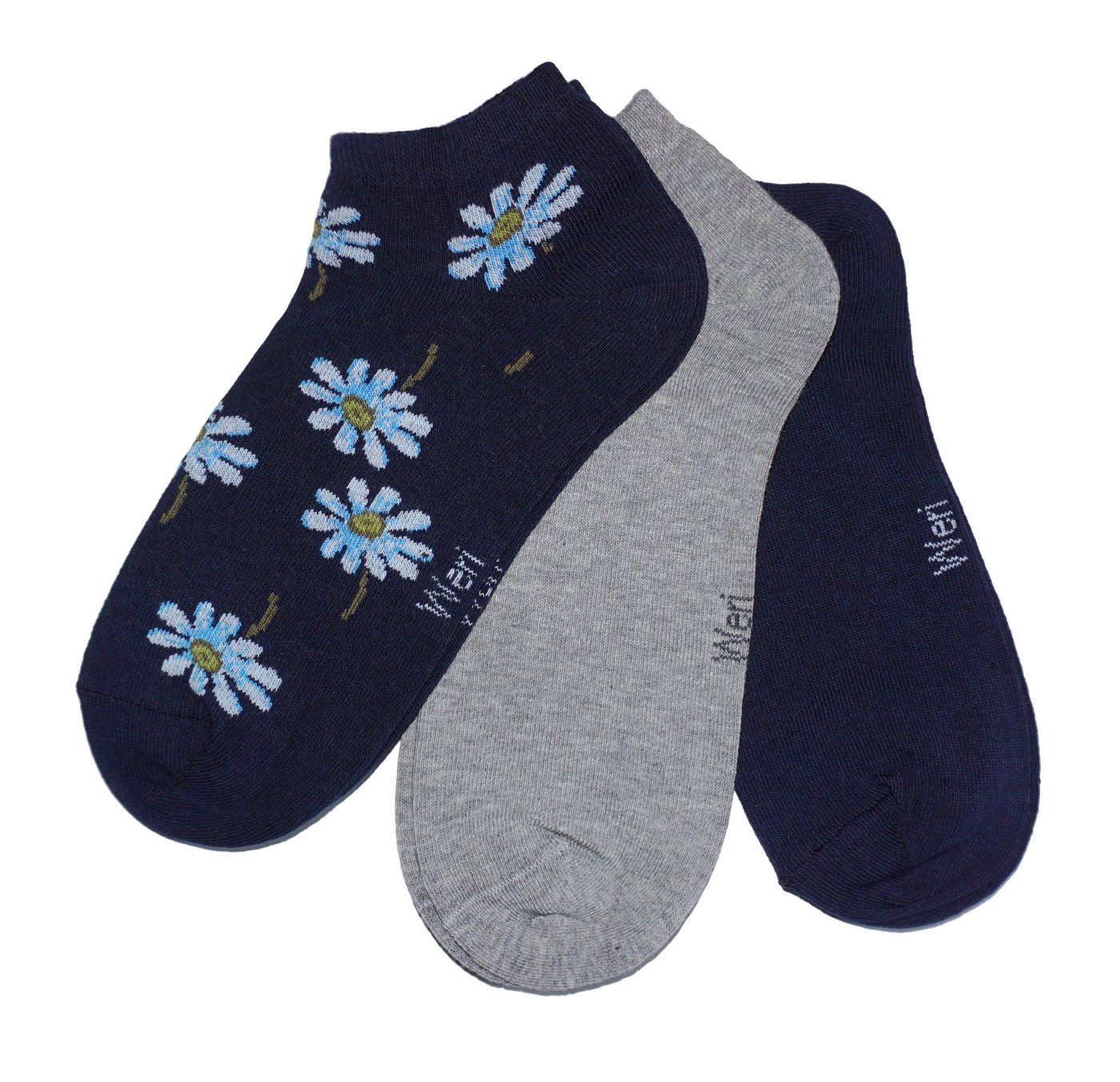 WERI SPEZIALS Strumpfhersteller GmbH Sneakersocken Sneakersocken 3-er Pack für Mädchen und Damen >Blumenwiese< Baumwolle (Set) von WERI SPEZIALS Strumpfhersteller GmbH