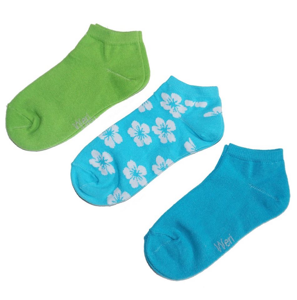 WERI SPEZIALS Strumpfhersteller GmbH Sneakersocken Sneakersocken 3-er Pack für Mädchen und Damen >>Hawaii<< aus Baumwolle (Set) 3er-Pack von WERI SPEZIALS Strumpfhersteller GmbH